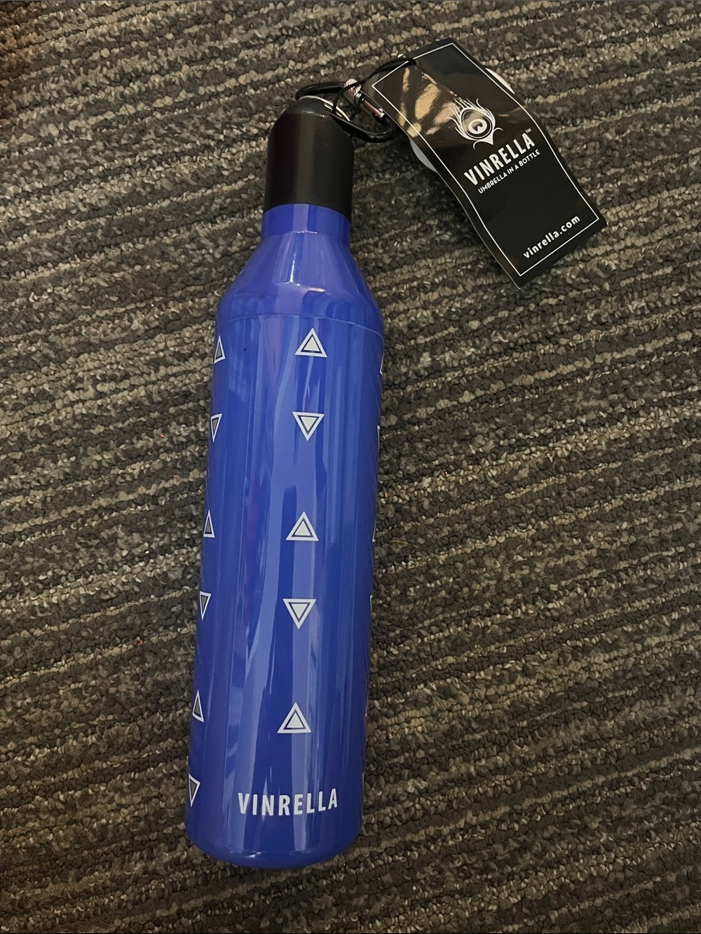 Compact Blue Folding Umbrella - Triangle Print